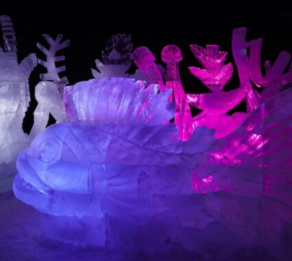 Ledové sochy na Pustevnách